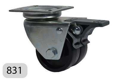 Producto - Rueda Doble de Nylon con Soporte Giratorio con Freno - Serie Reforzada - RH831