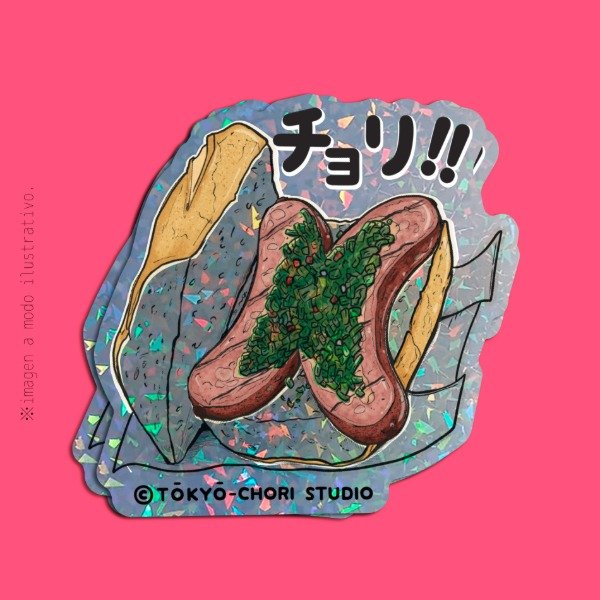 Producto - Sticker Holográfico Choripan
