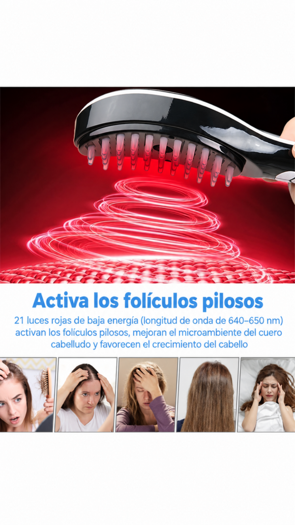 Producto - CEPILLO MASAJEADOR LUZ LED NANO HIDRATACIÓN INALAMBRICO + EXOSOMA CAPILAR - 2