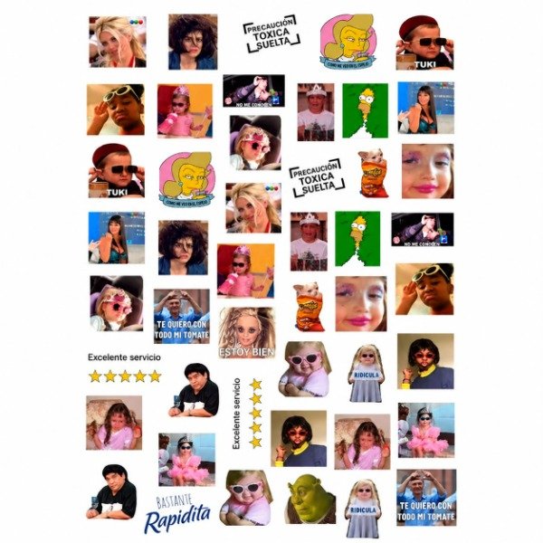 Producto - PLANCHA A4 PREDISEÑADA STICKERS Y MEMES - TATUAJES TEMPORALES - 1