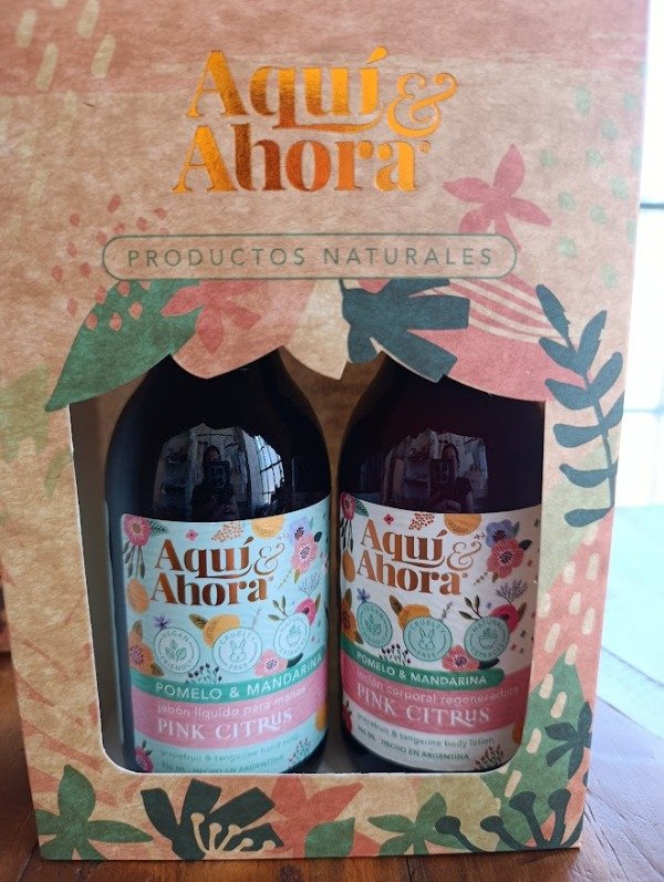 Producto - Set Jabon Liquido + Locion Corporal + Estuche Exhibidor PINK CITRUS