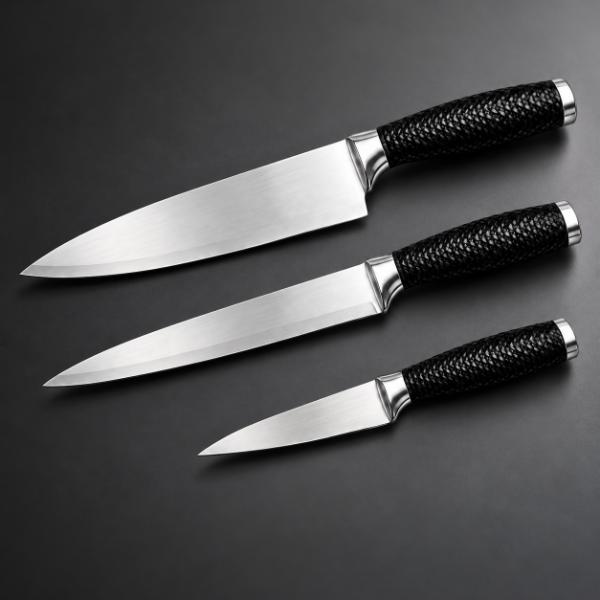 Producto - SET DE 3 CUCHILLOS DE ACERO EN BLISTER 20,15 Y 9 CM - 0