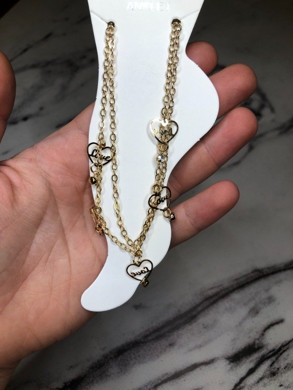 Producto - Tobillera / pulsera corazoncitos dorada