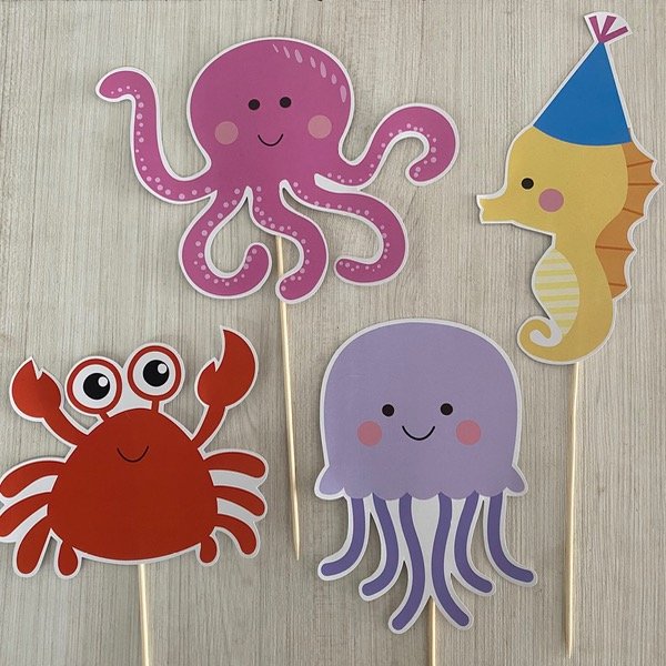 Producto - Big toppers x4 Animalitos del mar bonetes OPC 2