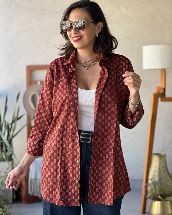 Producto - Camisa Block Print Terracota M a XL