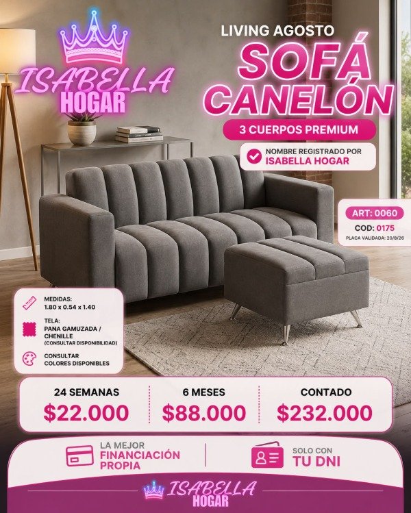 Producto - SOFA CANELON PREMIUM 3 CUERPOS - 0