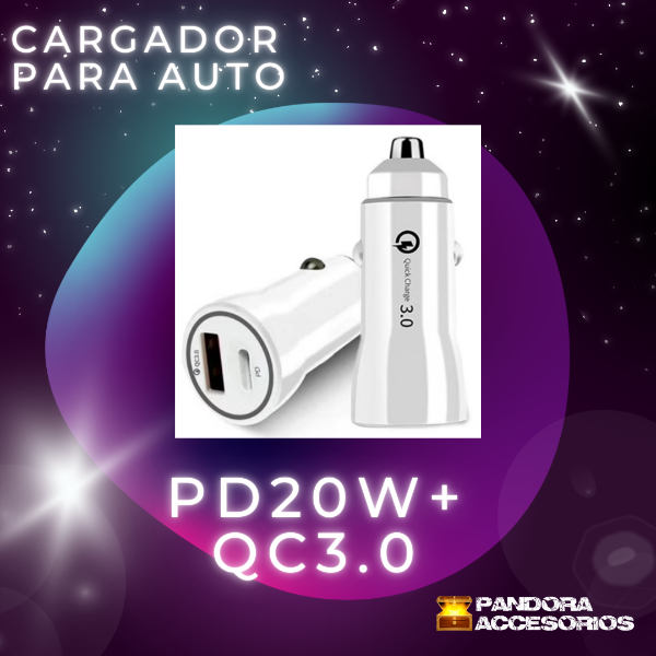 Producto - Cargador de Auto PD20W+QC3.0 Fast Charger