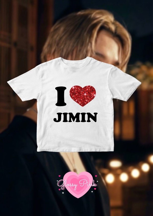 Producto - Baby Tee I Love Jimin - VINILO TEXTIL GLITTER