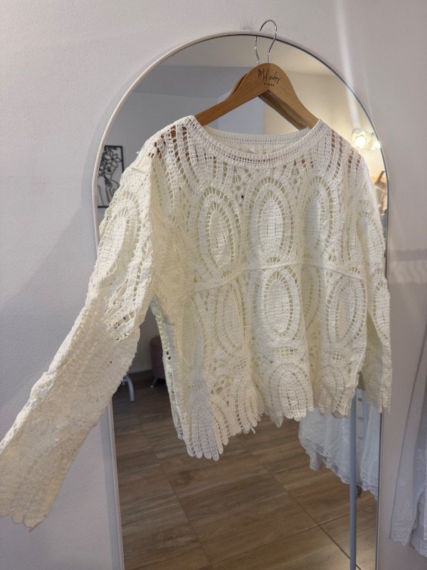 Producto - Sweater Roma hilo crochet crema - 0