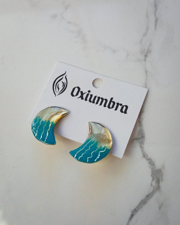 Producto - Aros Clip Luna (dorado y verdigris)
