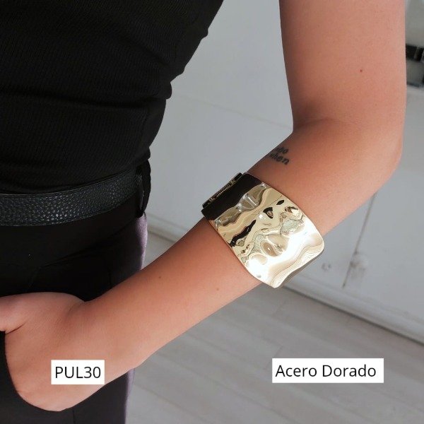 Producto - Pulsera irregular ancha dor/plat.