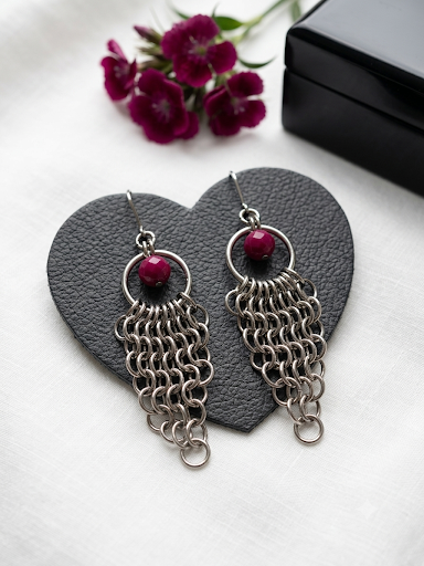Producto - AROS COLGANTE CON PERLITA roja ACERO QUIRÚRGICO