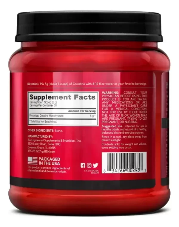 Producto - BSN Creatina Monohidratada Ultramicronizada - Importada - 309gr POTE - 1