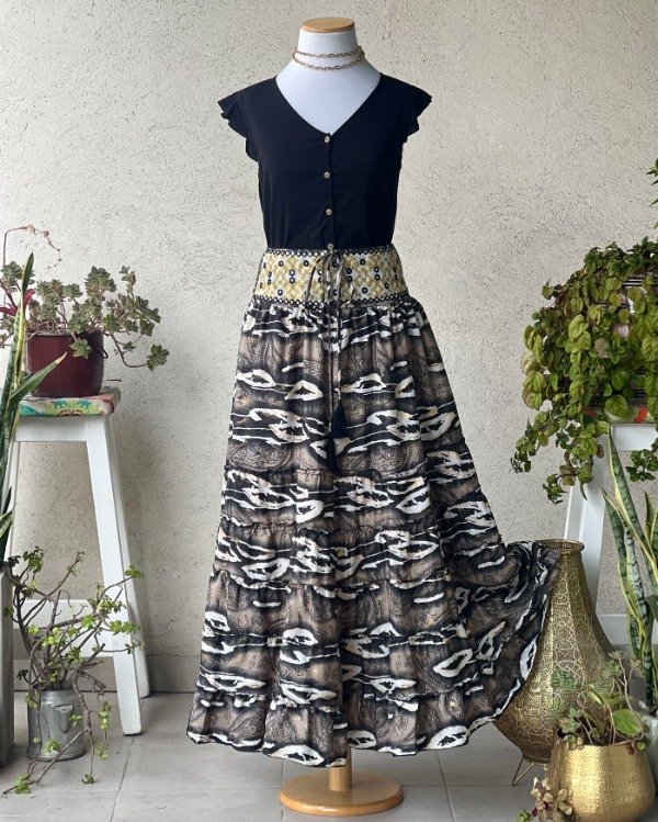 Producto - Falda Folk Tejida Negra M a XL