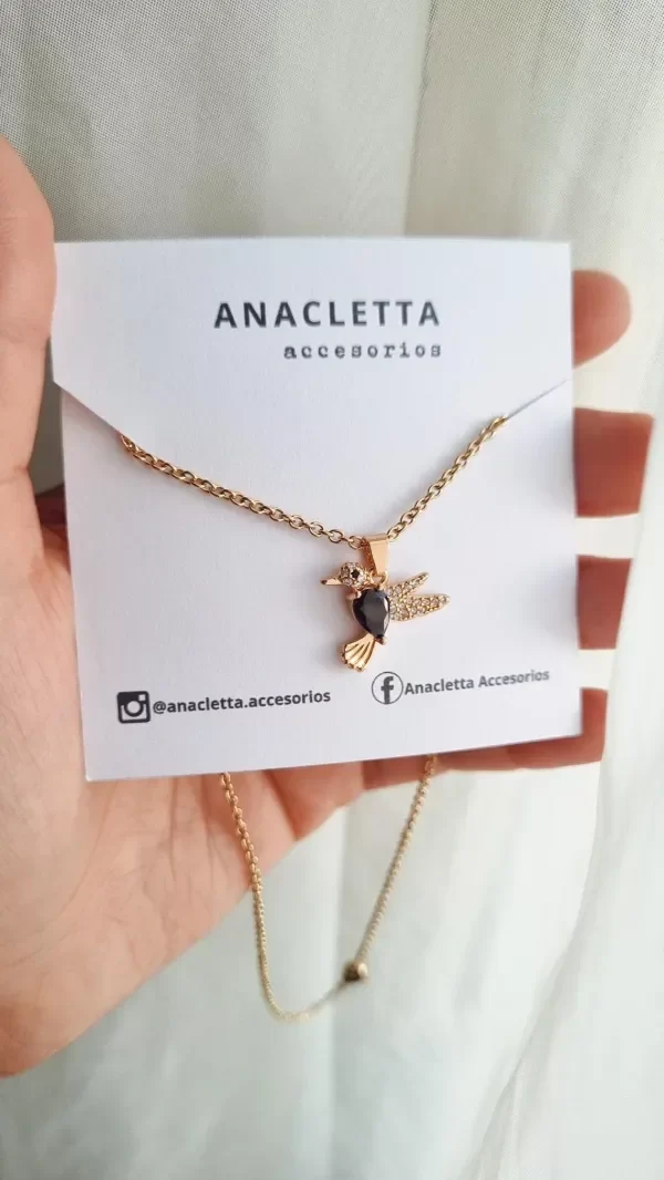 Producto - Colibri con strass negro acero doradi