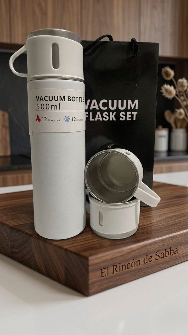 Producto - Set de Regalo Ejecutivo: Termo 500ml + 3 Tazas - Edición White