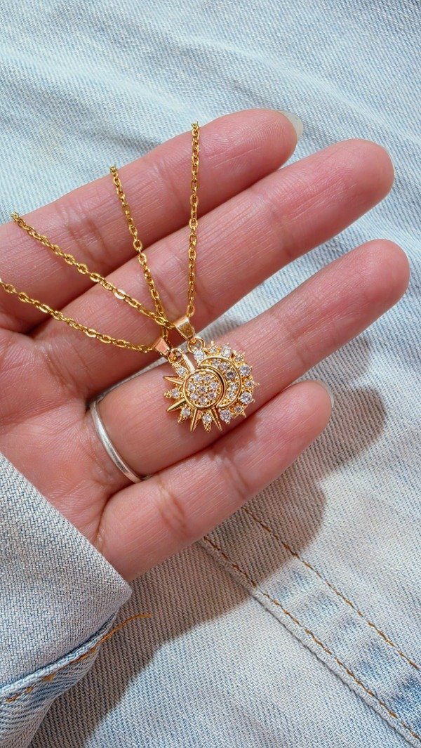 Producto - Collar sol y luna cubic AD