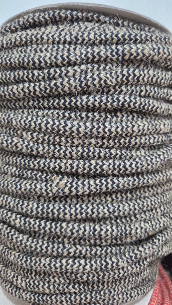 Producto - Cordón de yute y algodón zigzag 6mm NEGRO  YUTE