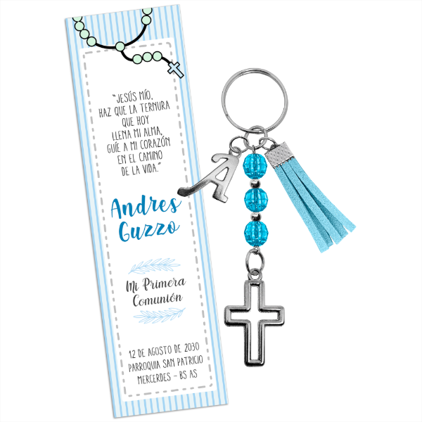 Producto - Llavero de Cruz + Inicial + Fleco