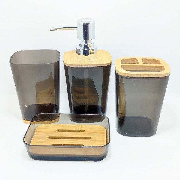 Producto - SET BAÑO 4PCS ACRILICO(1125)T/BAMBU NEGR