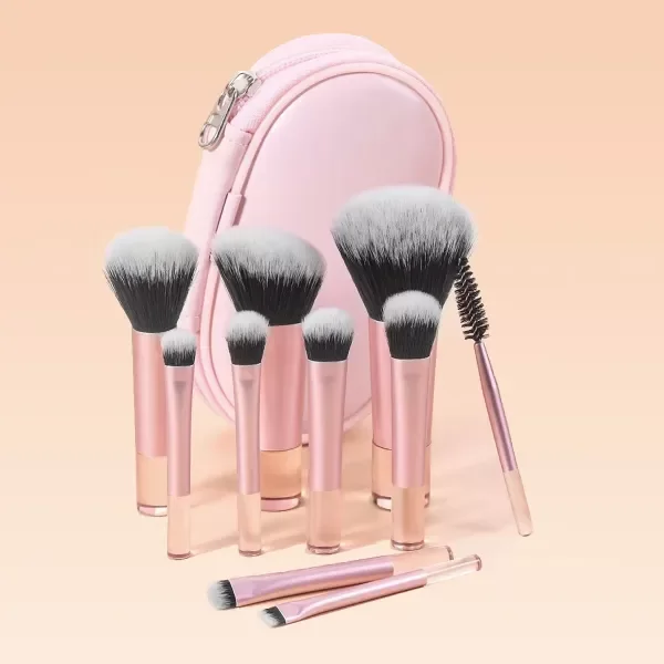Producto - Set de Mini Brochas de Maquillaje para Viaje con Estuche Protector