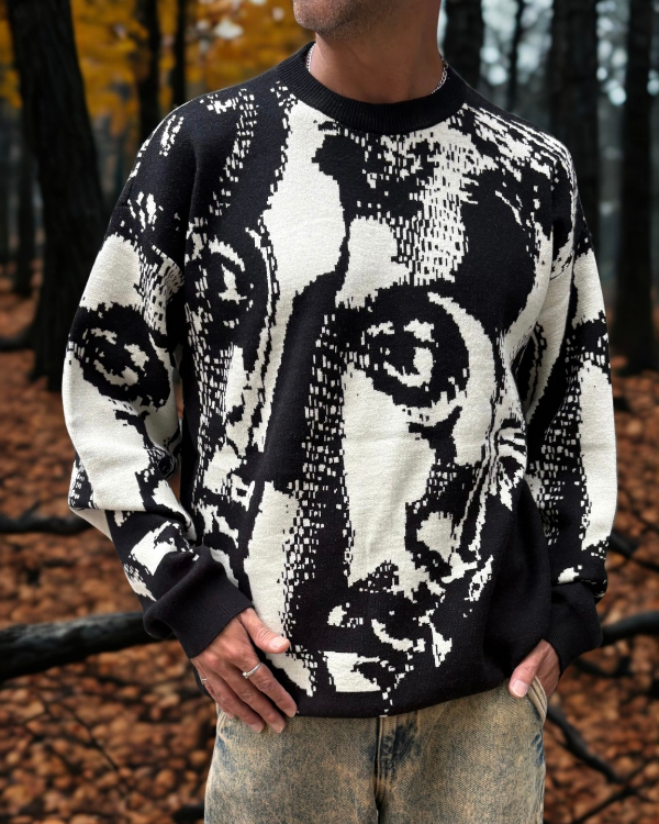 Producto - sweater jackard c/red negro