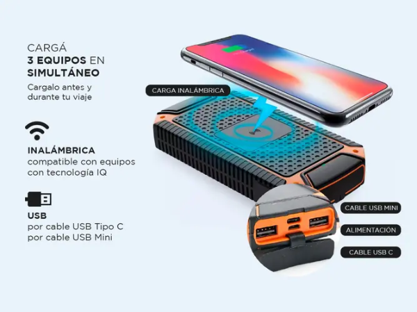 Producto - Cargador de Batería Solar Gadnic Power Bank Inalambrico -Gadnic (BC000060) - 3
