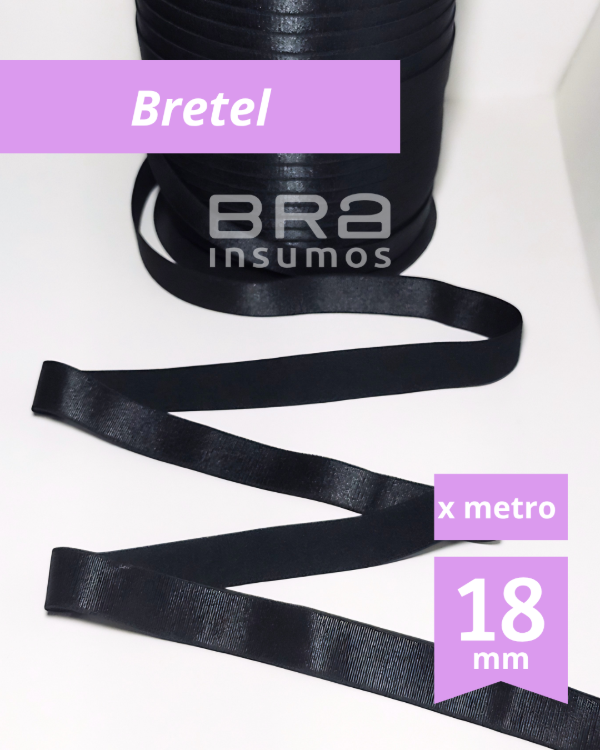 Producto - Bretel 18 mm Rasado - Negro (x Metro)