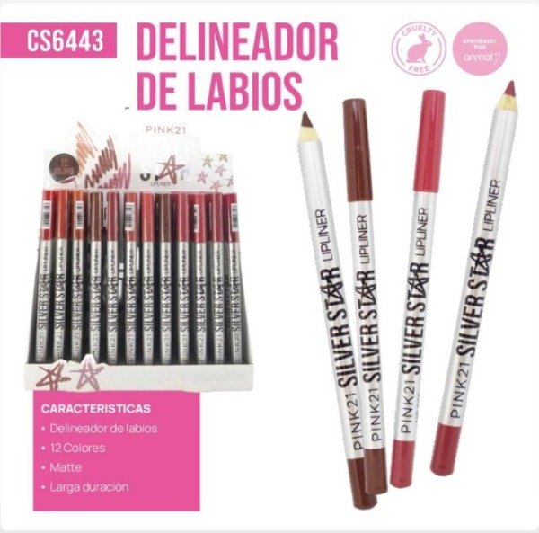 Producto - DELINEADOR DE LABIOS SILVER STAR - PINK 21 - CAJA DE 72 UNIDADES