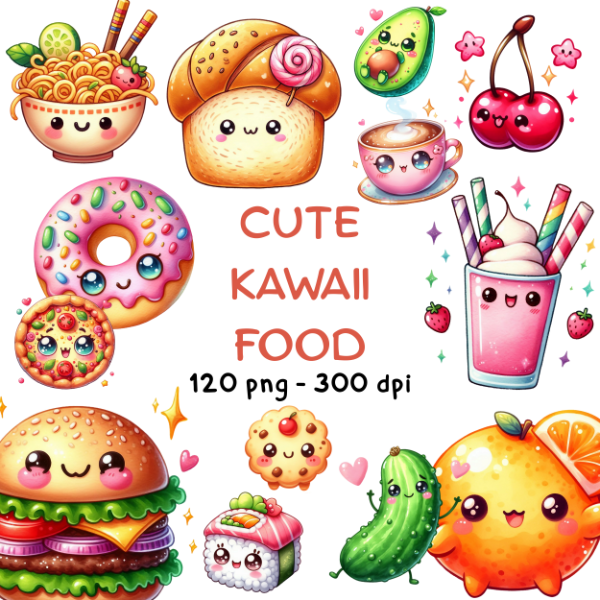 Producto - Comida Kawaii - Mega Pack - Imagenes PNG - KA05