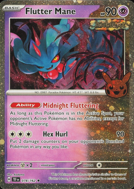 Producto - Flutter Mane - 078/162 - Temporal Forces - Holo Cosmos Trick or Trade 2024