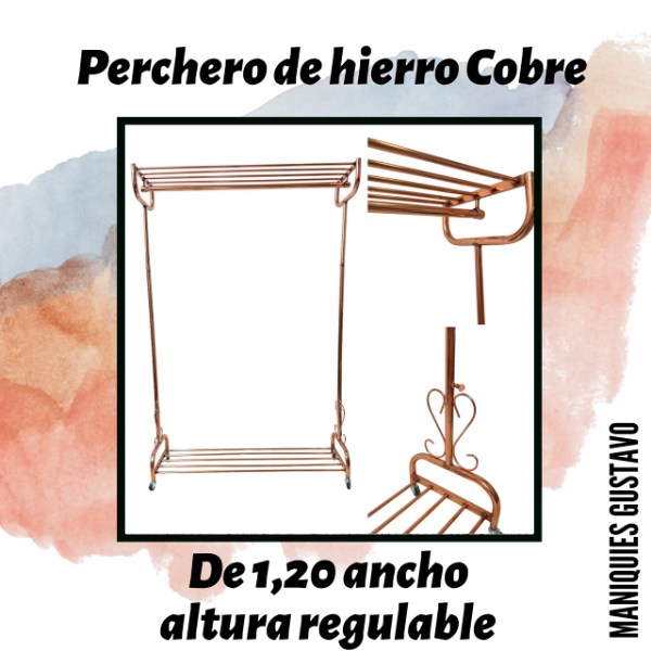 Producto - Perchero doble parrilla doble barral de hierro cobre