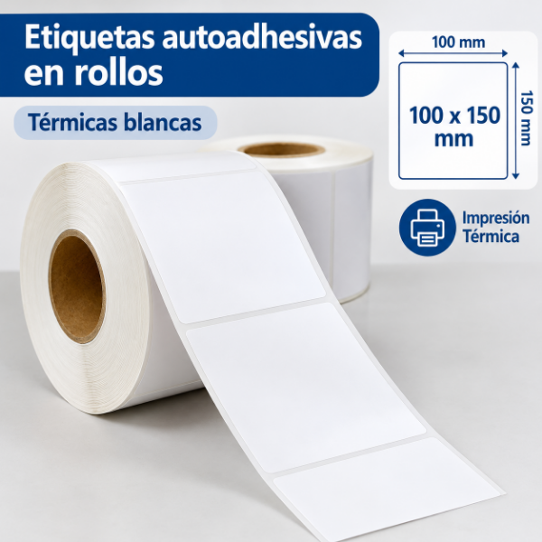 Producto - Rollos Etiquetas Autoadhesivas Térmicas Blancas - 100 x 150 mm x 330 unidades