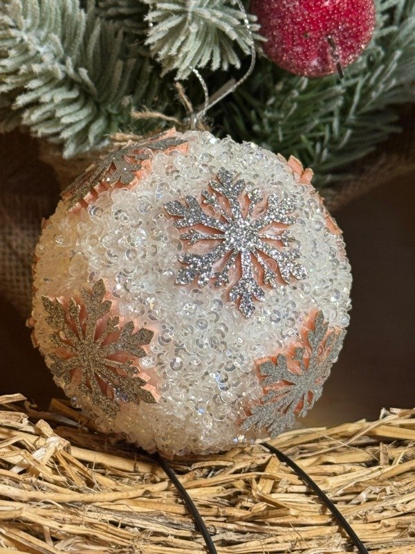 Producto - Esfera 8cm blanca snow rose (Efectivo: 4.000)