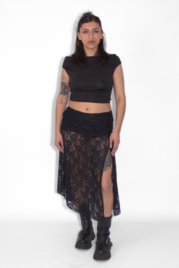 Producto - Pollera Encaje Romantic Roses II Negro