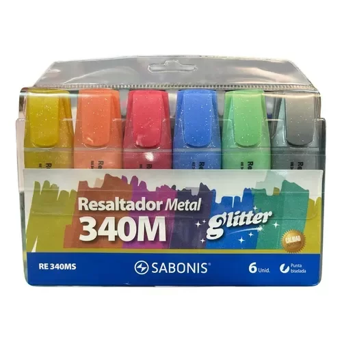 Producto - RESALTADOR METAL CON GLITTER SABONIS X6unid
