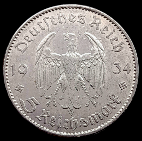 Producto - Alemania 5 Reichsmark 1934 Ceca J Km#83 VF+