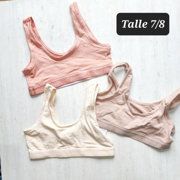 Producto - Pack 3 corpiños algodón calvin klein talle 7/8 rosa