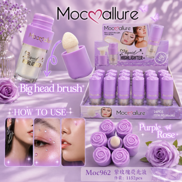 Producto - MOCALLURE ILUMINADOR LIQUIDO FLOR VIOLETA CON ESPONJA MOC962