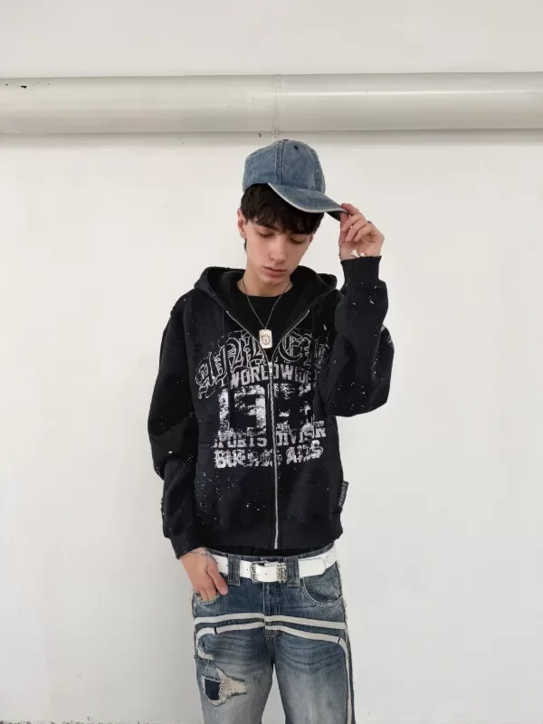 Producto - BURNED ZIP HOODIE BLACK - 8