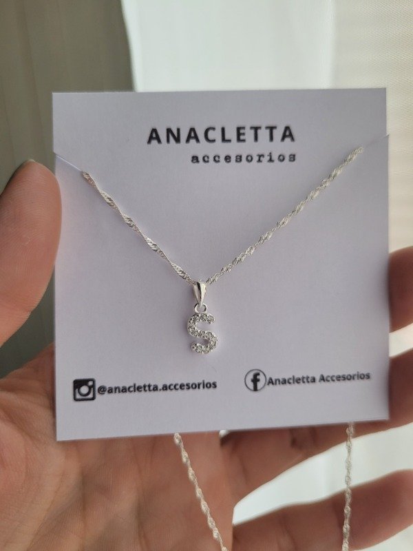 Producto - Gargantilla inicial S cúbic Plata 925 - 40 cm