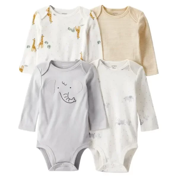 Producto - Pack de 4 bodies Carter's gris elefante
