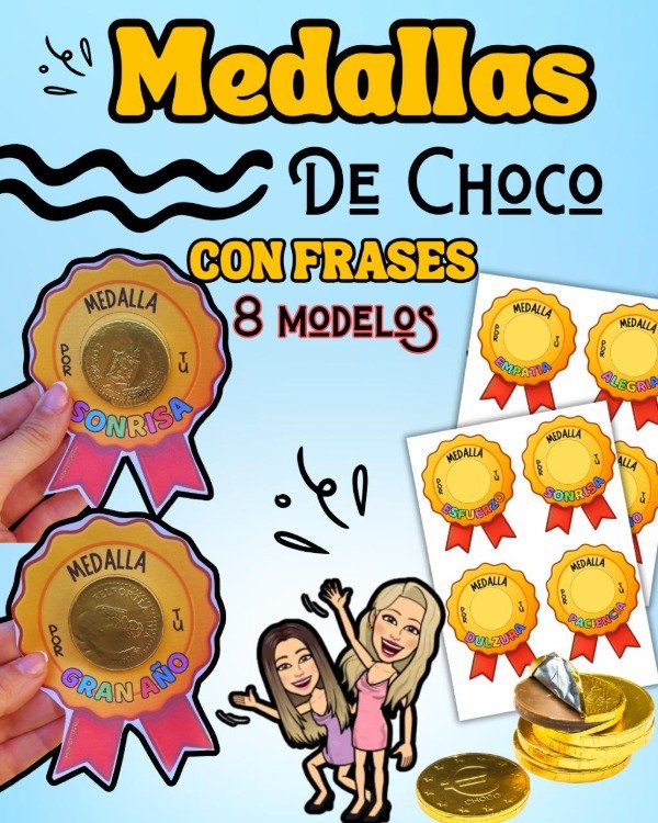 Producto - MEDALLAS DE CHOCOLATE. LISTAS PARA IMPRIMIR