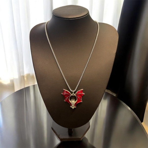 Producto - DIJE MURCIELAGO ROJO CON CADENA ACERO