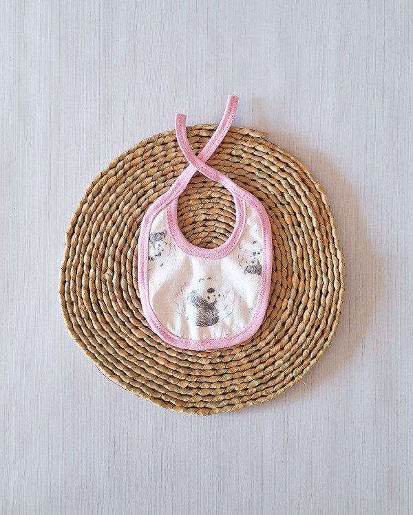 Producto - Babero RN Doble Algodón Panda Rosa