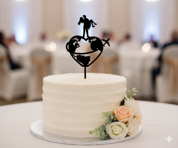 Producto - Topper Torta Adorno Casamiento Boda  Mundo Viaje Piloto