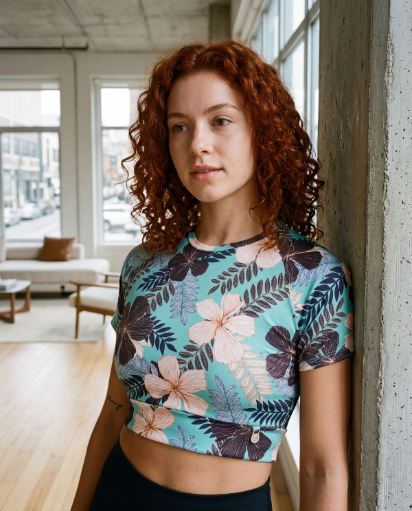 Producto - CROP TOP FLORAL VERDE - 0