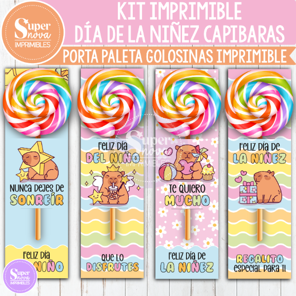 Producto - KIT IMPRIMIBLE DÍA DE LA NIÑEZ CAPIBARAS PORTA PALETA