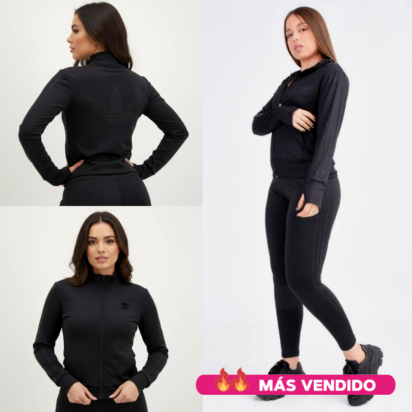 Producto - Conjunto Deportivo Adidas Premium Strass Campera + Calza Negra No Transparenta