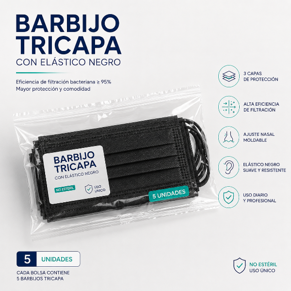Producto - Barbijo tricapa negro